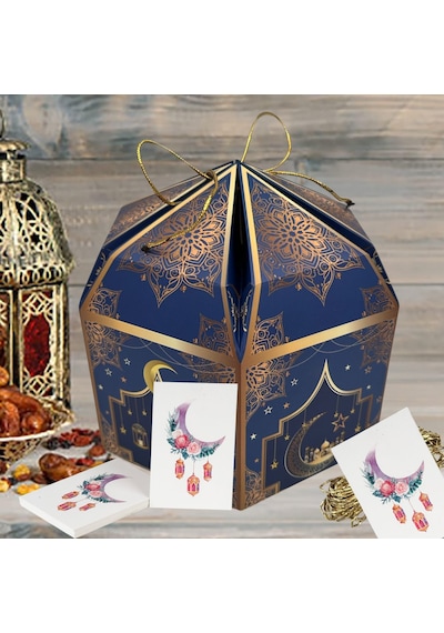 Ramazan Hilal, Fener Temalı Hediye Ve Tebrik Kartı, 10 Adet, Ambalaj Ve Paketleme Etiketi, 6x8 Cm