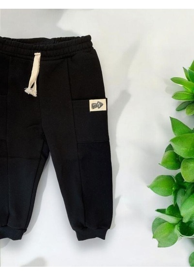 Zekids Çocuk 3 İplik Şardonlu Eşofman Alt-14209 Siyah