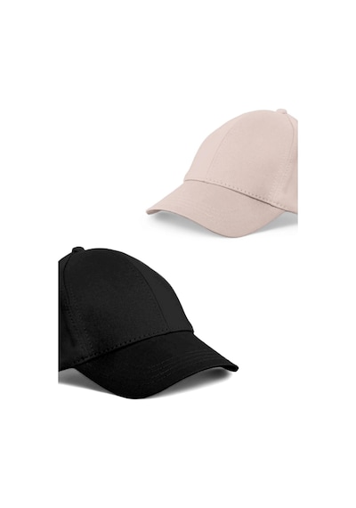 Unisex Siyah ve Taş Rengi 2'li Beyzbol Şapka Seti - Unisex Siyah - Taş Rengi