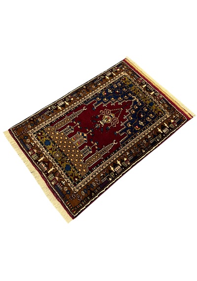 El Dokuma Sıfır Yahyalı Halısı Seccade 80x120 Kök Boya %100 Yün Namazlık Kırmızı