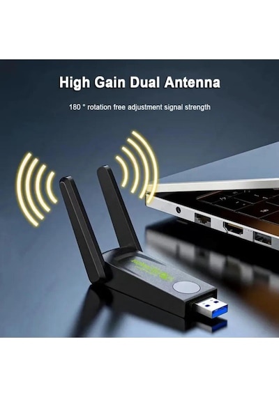 Lobo Sinyal Güçlendirici Kablosuz Usb Antenli Dongle 1300mbps Wifi Adaptörü Dual Band 2.4g/5ghz