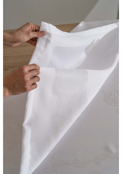 Rivaistanbul Jumbo Jakar Beyaz Sıvı İtici Leke Tutmaz Masa Örtüsü 160x220 Cm Beyaz