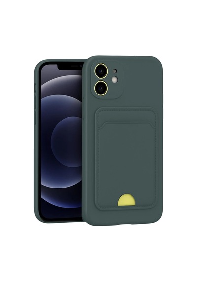 Apple Apple iPhone Uyumlu 11 Kılıf Kelvin Kartvizitli Silikon - Koyu Yeşil Diğer