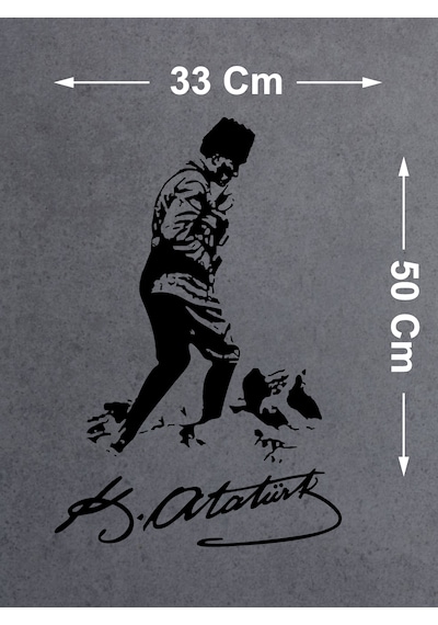 Mustafa Kemal Atatürk Kocatepe Silüet Sticker - Araba Oto Motosiklet Karavan Sticker - 00617 50x33 Cm