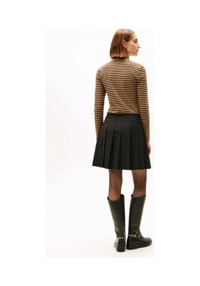 Tommy Hilfiger Zamansız Yün Pileli Mini Kadın Etek Ww0ww48354bds Siyah