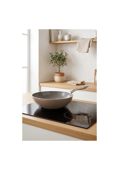 Bernardo Natura Seramik Wok Tava Kahverengi 28 Cm Bej - Kahverengi