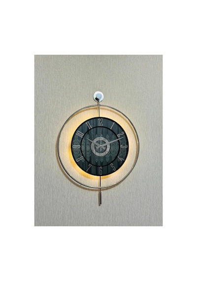 Pey Aksesuar Metal Camlı Duvar Saati Krom Statık 50 X 70cm Orta Boy Işıklı M51-kromgrı-füme-siyah-gümüş M51-kromgrı-füme-siyah-gümüş