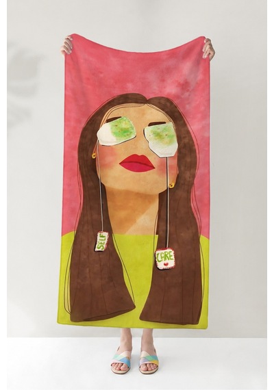 Kadın Figürlü Sanatsal Plaj Havlusu-modern Pop Art Pembe Yeşil Havuz Deniz Hızlı Kuruyan Örtü Havlu Gölgeli Melon Kadın Figürlü Sanatsal Plaj Havlusu-modern Pop Art Pembe Yeşil Havuz Deniz Hızlı Kuruyan Örtü Havlu Gölgeli Melon