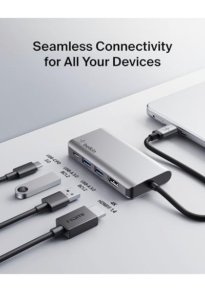 Usb C 4'ü 1 Arada Çok Bağlantı Noktalı Adaptör 4k Hdmı, Usb-c 100w Pd Geçişli Şarj Ve Daha Fazlası İçin 2 X Usb A Bağlantı Noktası İle