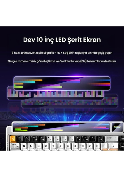 Leobog Amg65 Mekanik Gaming Oyuncu Klavyesi Led Matrix Ekranlı Jasper Switch Rgb Hot Swap Turuncu