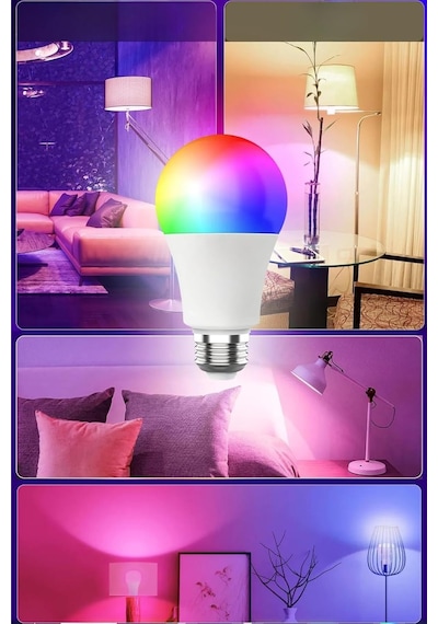 Rgb Led Lamba Kumandalı Ambiyans Aydınlatma 2000 Lümen Tasarruflu Renk Değiştiren Led Işık Diğer