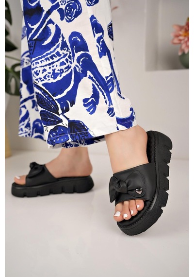 Nesil Shoes Dvm 6600 Siyah Masaj Tabanlı Kadın Terlik-Siyah