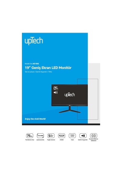Uptech 19" Geniş Ekran 75 Hz 5ms Dahili Hoparlör Sesli Led Monitör