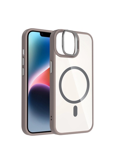 Apple Uyumlu iPhone 11 Remim Lensli Magsafe Standlı Kapak Titan Gri