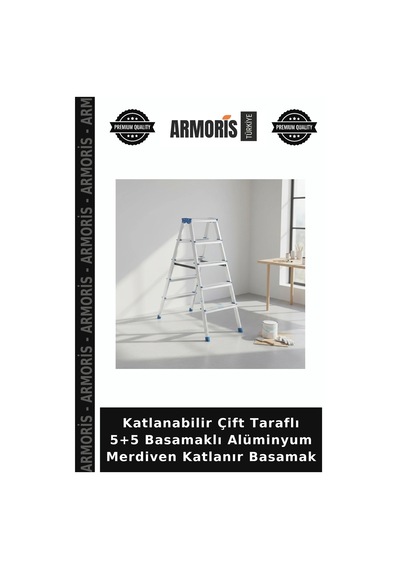 Katlanabilir Çift Taraflı 5+5 Basamaklı Alüminyum Merdiven Katlanır Basamak