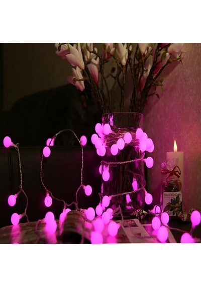 4.30 METRE PEMBE TOP LED IŞIK PEMBE IŞIK 220 V FİŞLİ YILBAŞI AĞACI IŞIĞI PEMBE TOP IŞIK PEMBE LED IŞIK NOEL IŞIĞI