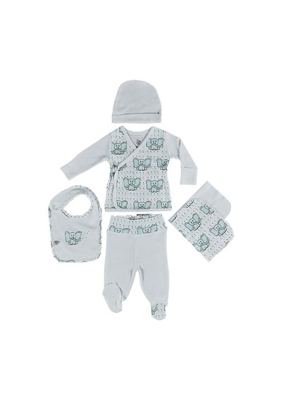 Veropukahome Ecocotton Borneo Erkek Bebek Zıbın Seti 5'Li Beyaz 0-3 Ay Beyaz
