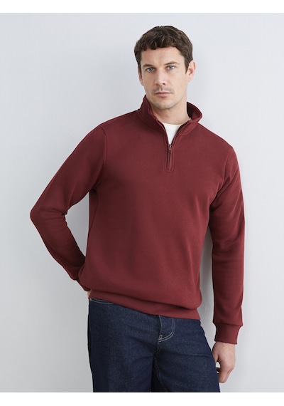 Lcwaıkıkı Classic Bordo Dik Yaka Uzun Kollu Erkek Kalın Sweatshirt
