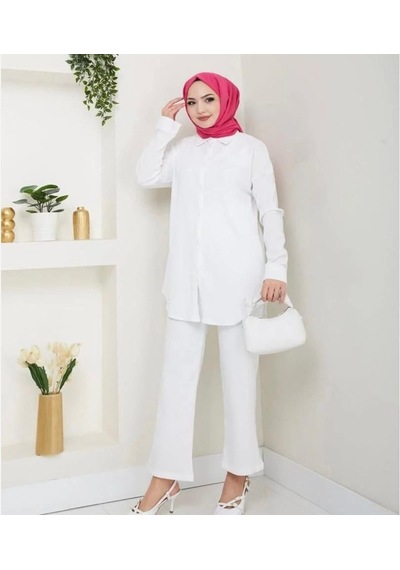 Lovie Moda Kadın İkili Bürümcük Takım Beyaz
