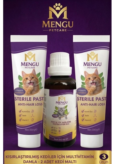 Kediler İçin B Complex Damla 50ml 1 Adet - Taurinli Kedi Maltı 100gr 2 Adet - Set