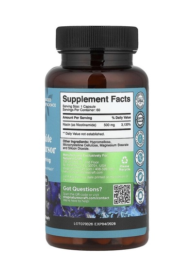 Nature's Craft, Nicotinamide, 500 Mg, 60 Capsules