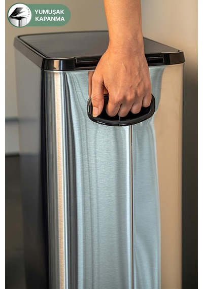 Dikdörtgen Paslanmaz Çöp Kovası 40 Litre - Inox