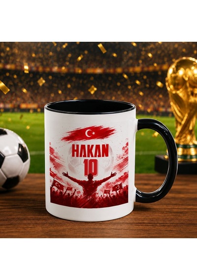 Bk Gift Kişiye Özel Türkiye Taraftar Temalı 2026 Dünya Kupası Tasarımlı Siyah Kupa Bardak -7, Tek Yürek Milli Takım Ruhu Beyaz