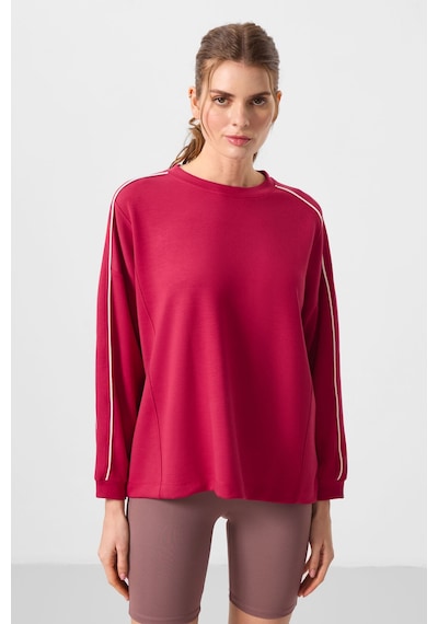 Tommylıfe Viva Kırmızı Yumuşak Dokulu O Yaka Oversize Kadın Tunik Sweatshirt - 97303