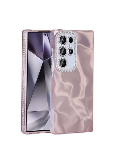 Noktaks - Galaxy S24 Ultra Uyumlu Kılıf Airbagli Parlak Taş Detay Tasarımlı Esila Kapak - Pembe - T32891