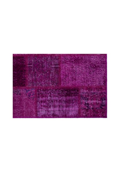 El Dokuması Patchwork Vintage Yün-pamuk Fuşya Halı 26677 120 X 180 Cm Pembe