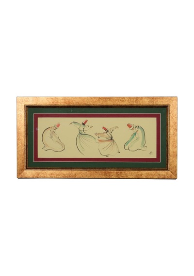 Sema Ritmini Yansıtan Figüratif Semazen Sanat Tablosu