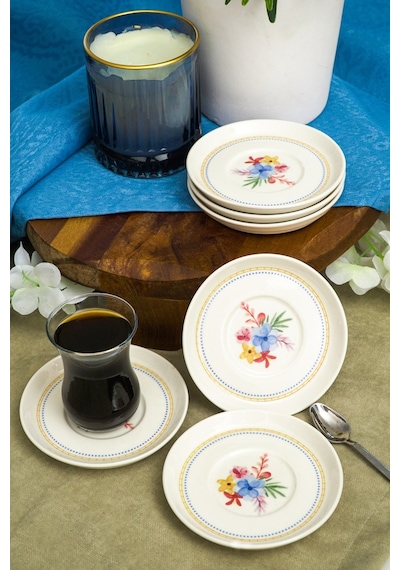 Dalya Porselen Çay Tabağı 6'lı 13cm Kırık Beyaz