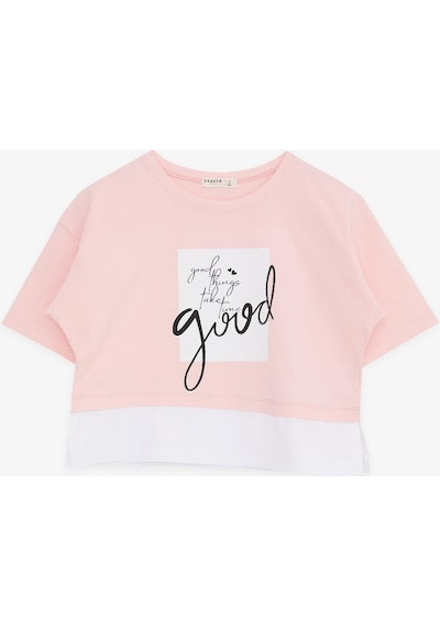 Breeze Kız Çocuk Crop Tişört Yazı Baskılı Yanları Yırtmaçlı 9-14 Yaş, Pembe-pembe Pembe Breeze Kız Çocuk Crop Tişört Yazı Baskılı Yanları Yırtmaçlı 9-14 Yaş, Pembe-pembe Pembe