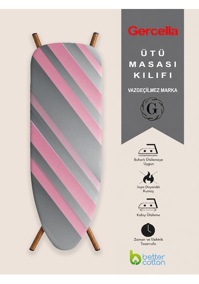 Hediyeli Pink Dream Ütü Masası Kılıfı Bezi Örtüsü Açık Pembe