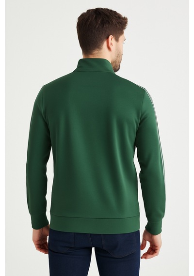 We&me Regular Fit Yarım Fermuarlı Dik Yaka Basic Sweatshirt Yeşil