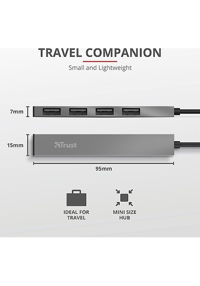 Trust 23786 Halyx Mini Usb 2 Hub Alüminyum 4 Bağlantı Noktalı Pc