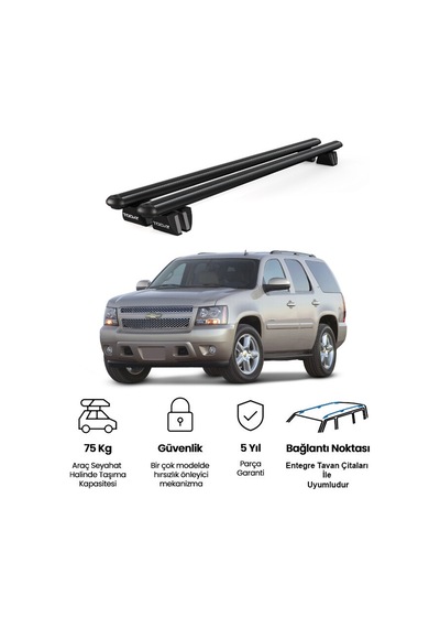 Pençe Chevrolet Tahoe 2007-2014 Uyumlu Siyah Ara Atkı 135cm Port Bagaj Tavan Barı