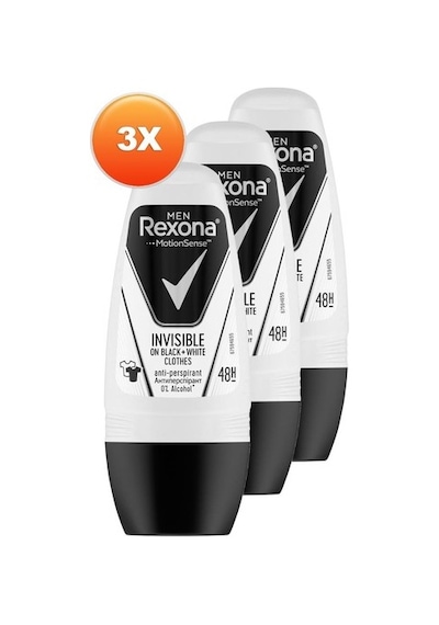 Rexona Invisible Black+White Erkek Roll-On Deodorant 3 x 50 ML