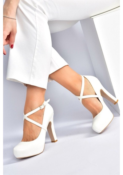 Fox Shoes Beyaz Platform Topuklu Kadın Ayakkabı M348007609 Beyaz