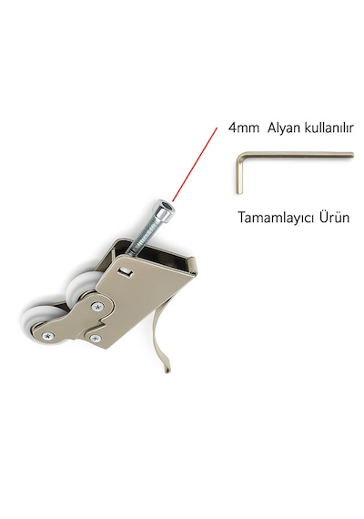 Ayrıntıshop Makrowin Sürgülü Eşiksiz Cam Balkon Çift Tekerlekli Ray Metal Teker 1 Adet Krom