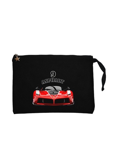 Asphalt 9 Legends Logo Siyah Clutch Astarlı Cüzdan / El Çantası Siyah