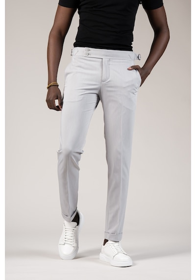 Perpant Slimfit Kemer Tokalı Yazlık Kumaş Pantolon gri