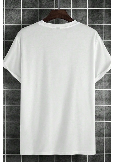 Erkek Baskılı Oversize Tshirt Beyaz