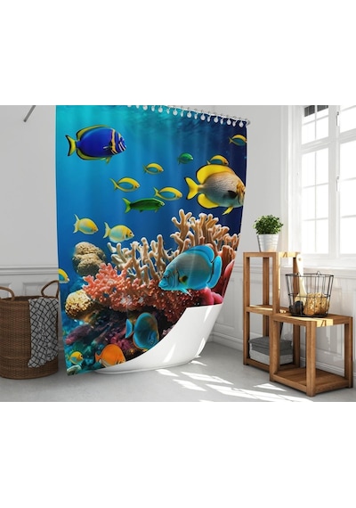 Banyo Perdesi 1x180x200 Tek Kanat Duş Perdesi Halka Hediyeli Duşakabin Perdesi Underwater Çok Renkli Banyo Perdesi 1x180x200 Tek Kanat Duş Perdesi Halka Hediyeli Duşakabin Perdesi Underwater Çok Renkli