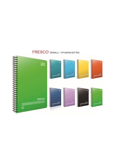 Gıpta Fresco Spiralli Düz Plastik Defter A4 144 Yp Kareli 4941 Çok Renkli