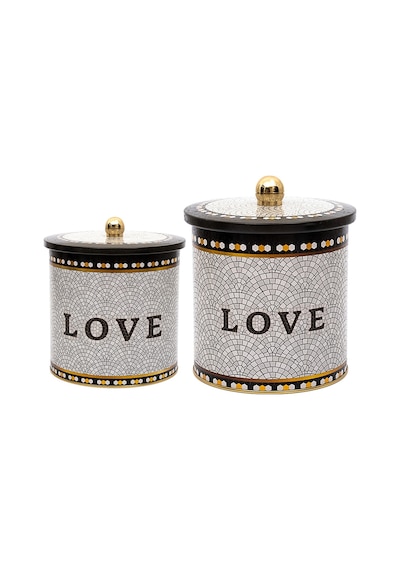 Evle Mosaic Topuz Kulplu Saklama Kabı 2'li Set 17.5 x 18 CM + 14 x 15 CM Çok Renkli