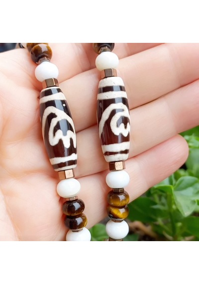 Sibelce 2224 Septarian Tibet Akik Kaplangözü Mercan El Yapımı Kolye Çok Renkli