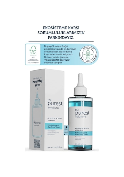 The Purest Solutions Canlandırıcı Ve Gözenek Sıkılaştırıcı Tüm Ciltler Için Glikolik Asit Tonik 200 Ml