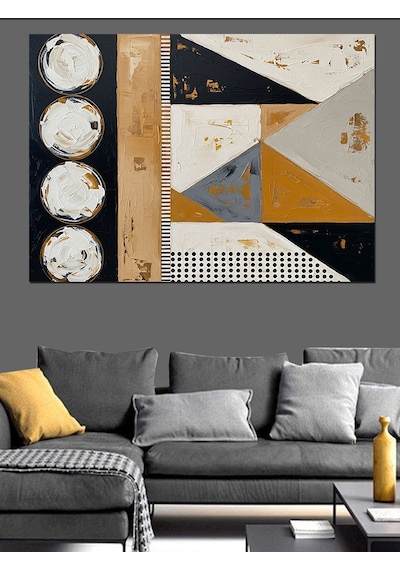 Art Deco Geometrik Soyut Sanat Dekoratif Kanvas - Mdf Ahşap Tablo