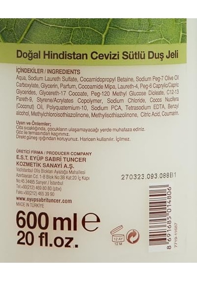 Doğal Hindistan Cevizi Sütlü Duş Jeli 600 Ml Diğer